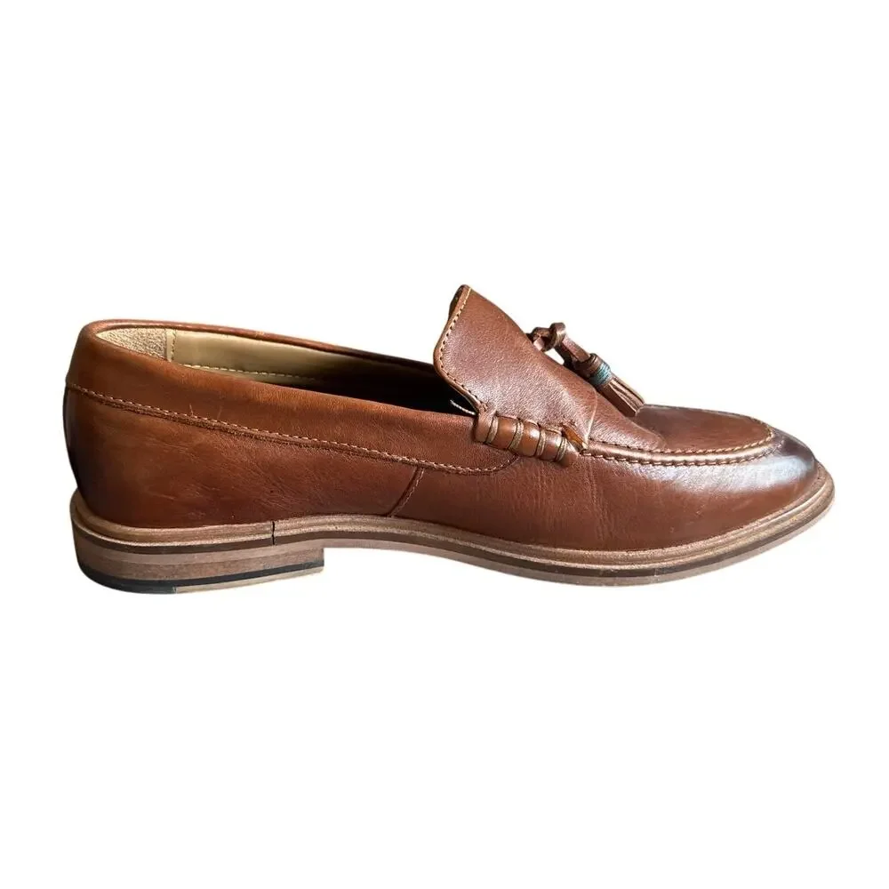 Walk London Leather Men's Tasseled Loafers US 9 Brown Dress Shoes